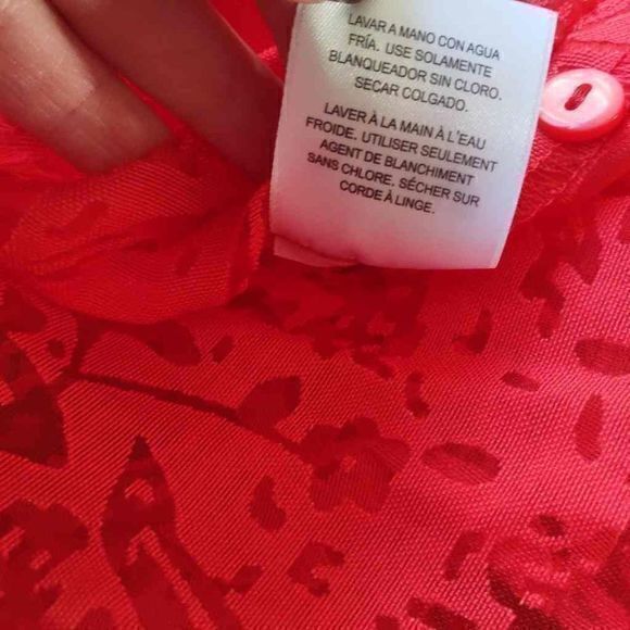 Alfred Dunner Petites Sheer Persimmon Lace Button Up Sz 18P - Picture 13 of 14